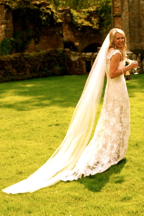  Ashley in coffee lace with long veil