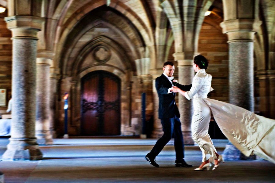 Sarah in Duchesse Satin dancing
