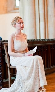 Amy in fitted lace dress