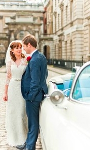 Katy in 50s lace by car
