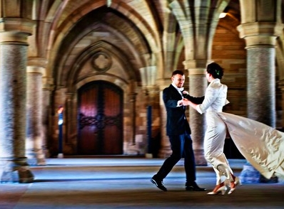 Sarah in Duchesse Satin dancing